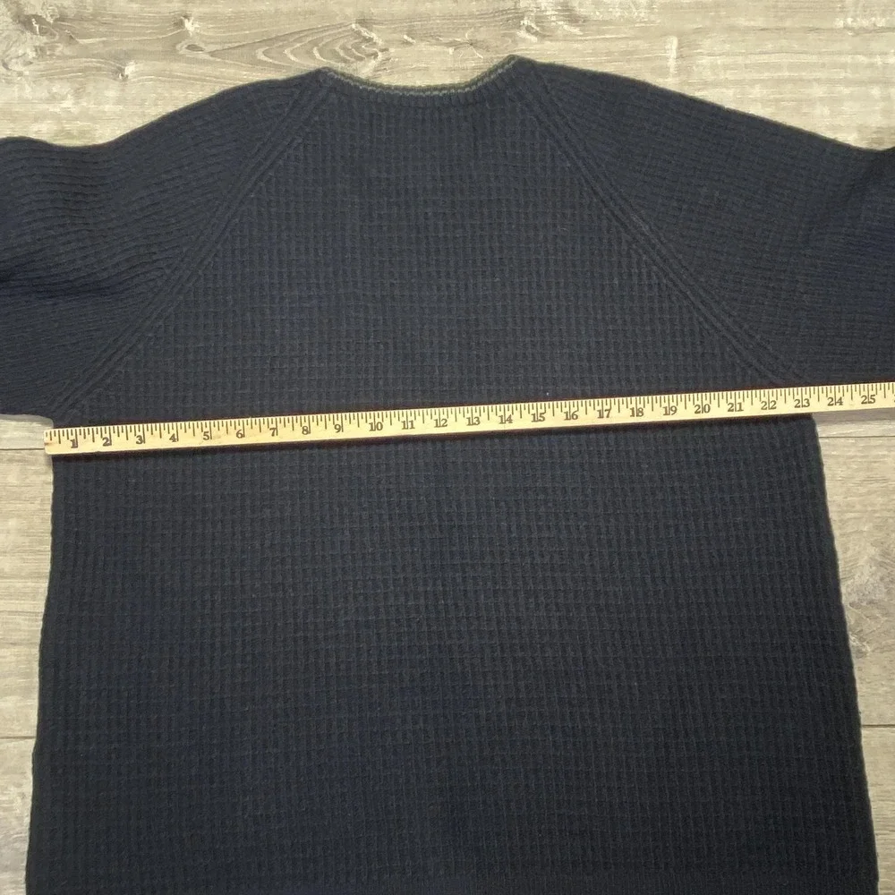 Abercrombie & Fitch Sweater Mens Large Blue Lambswool Waffle Knit Vintage